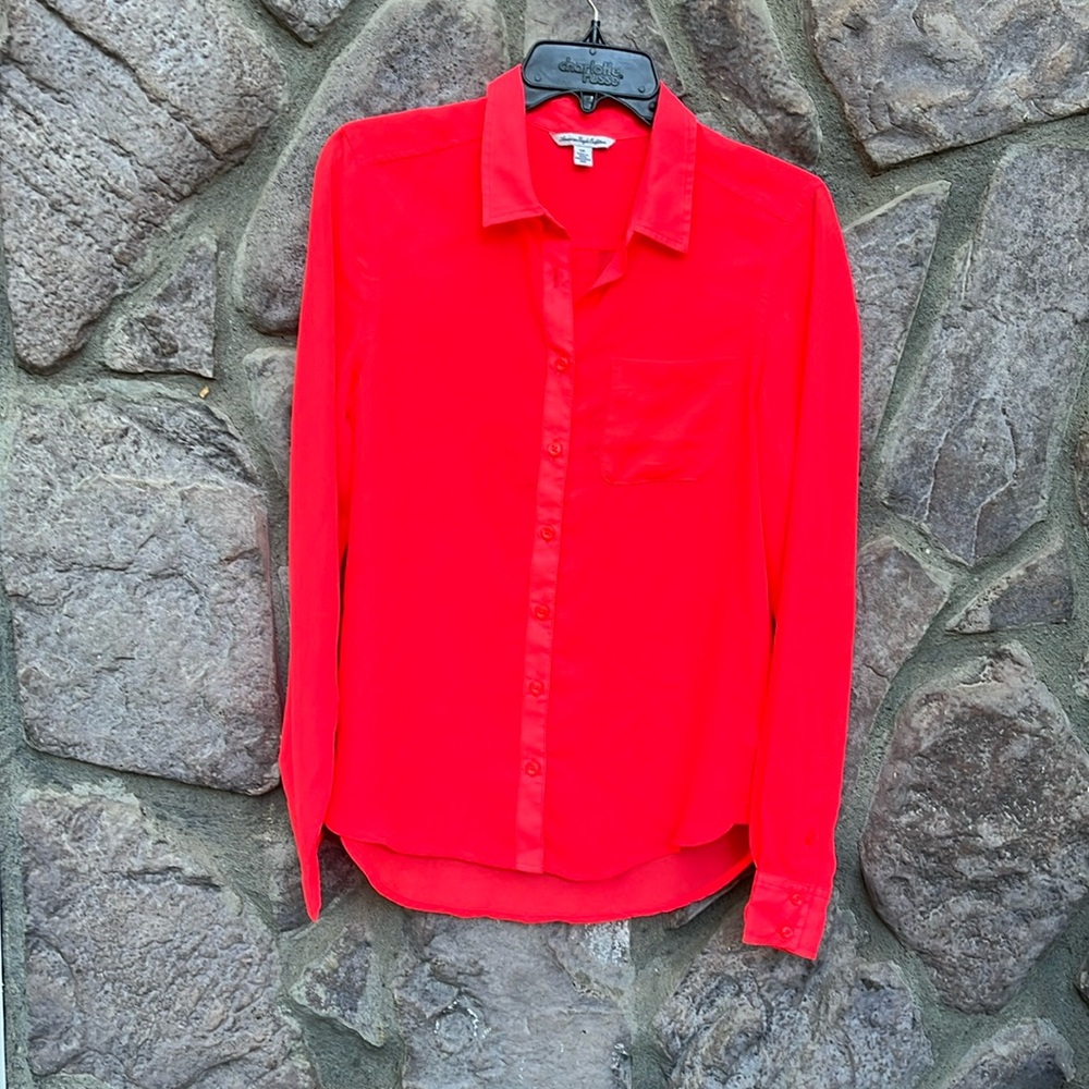 American Eagle Outfitters Semi-Sheer Coral Blouse